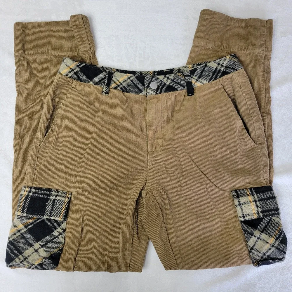 WESC We Are The Superlative Conspiracy Corduroy Cargo Pant 29x32 Tan Plaid‎